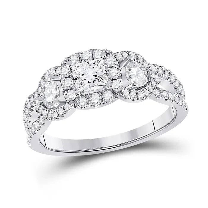 Rings GND Gold 3stone Bridal Wedding Engagement Ring 113 Cttw Princess Natural Diamond Womens 408 grams Rings GND Gold 3stone Bridal Wedding Engagement Ring 113 Cttw Princess Natural Diamond Womens 408 grams