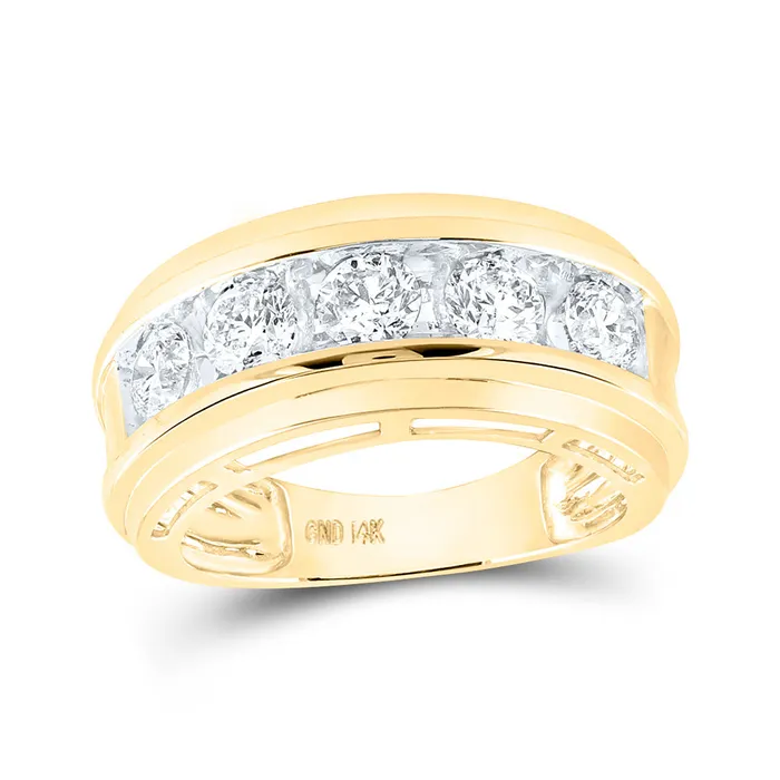 Rings GND Gold Band Wedding Ring 2 Cttw Round Natural Diamond Mens 823 grams Rings GND Gold Band Wedding Ring 2 Cttw Round Natural Diamond Mens 823 grams