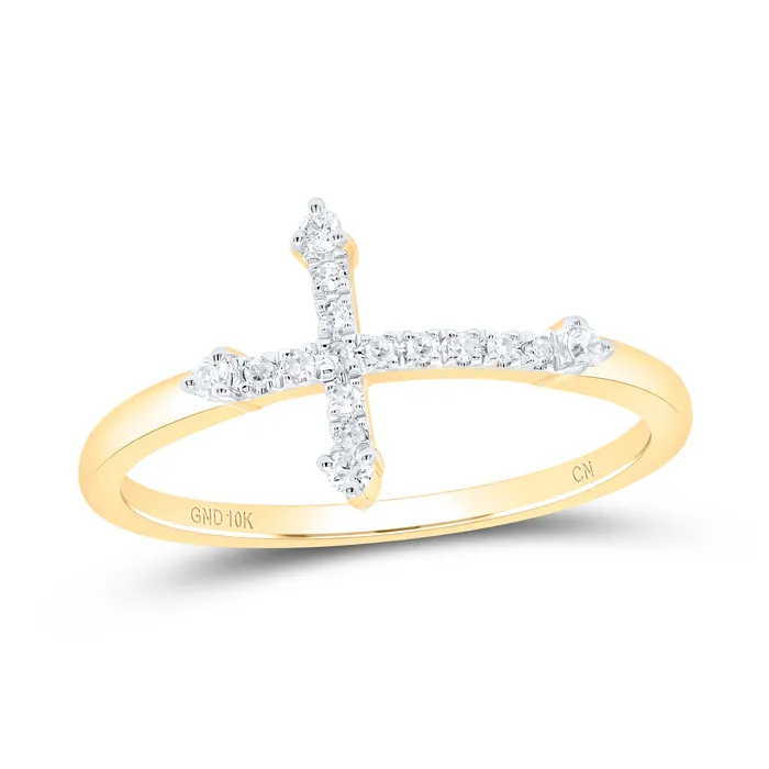 Rings GND Gold Cross Ring 110 Cttw Round Natural Diamond Womens 16 grams Rings GND Gold Cross Ring 110 Cttw Round Natural Diamond Womens 16 grams