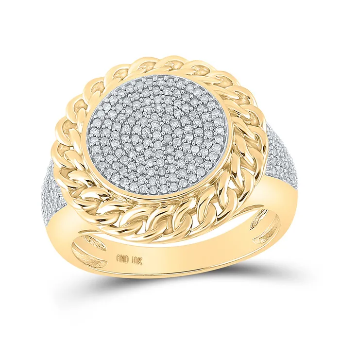 Rings GND Gold Cuban Link Circle Ring 12 Cttw Round Natural Diamond Mens 748 grams Rings GND Gold Cuban Link Circle Ring 12 Cttw Round Natural Diamond Mens 748 grams
