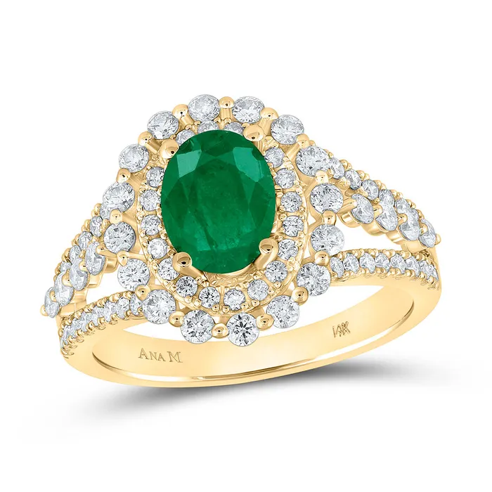 Rings GND Gold Fashion Ring 178 Cttw Oval Emerald Womens
