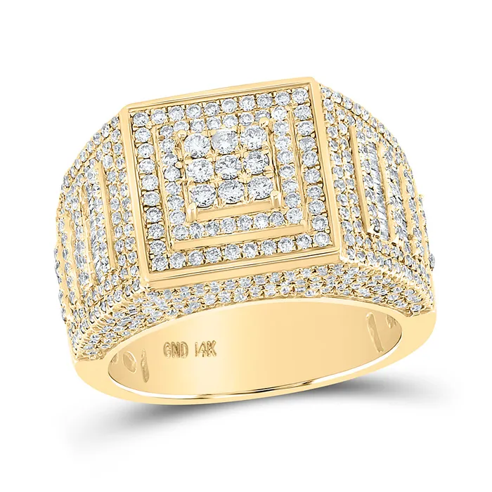 Rings GND Gold Statement Square Ring 214 Cttw Baguette Natural Diamond Mens 1423 grams Rings GND Gold Statement Square Ring 214 Cttw Baguette Natural Diamond Mens 1423 grams