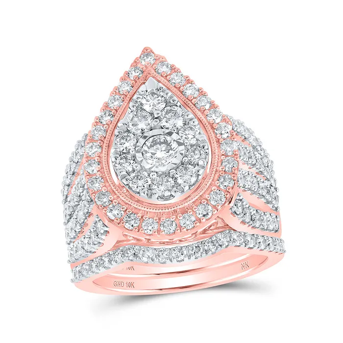 Rings GND Gold Teardrop Bridal Wedding Ring Band Set 2 Cttw Round Natural Diamond Womens 791 grams Rings GND Gold Teardrop Bridal Wedding Ring Band Set 2 Cttw Round Natural Diamond Womens 791 grams