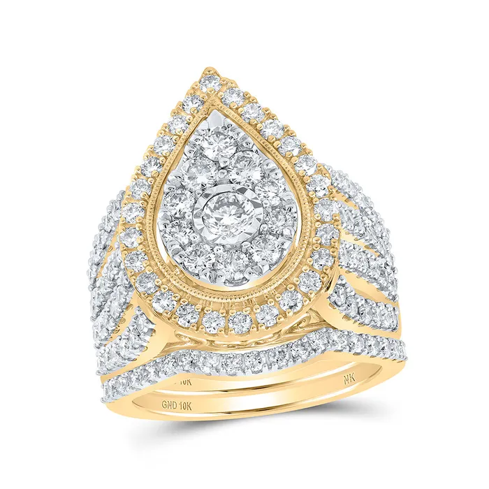 Rings GND Gold Teardrop Bridal Wedding Ring Band Set 2 Cttw Round Natural Diamond Womens 791 grams Rings GND Gold Teardrop Bridal Wedding Ring Band Set 2 Cttw Round Natural Diamond Womens 791 grams