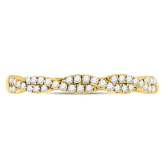 Rings GND Gold Twist Stackable Band Ring 14 Cttw Round Natural Diamond Womens 209 grams Rings GND Gold Twist Stackable Band Ring 14 Cttw Round Natural Diamond Womens 209 grams
