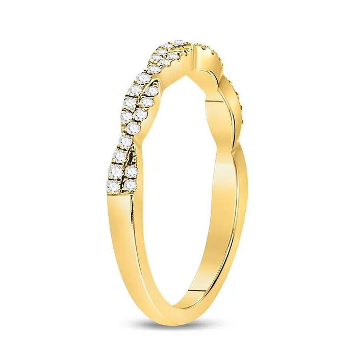 Rings GND Gold Twist Stackable Band Ring 14 Cttw Round Natural Diamond Womens 209 grams Rings GND Gold Twist Stackable Band Ring 14 Cttw Round Natural Diamond Womens 209 grams