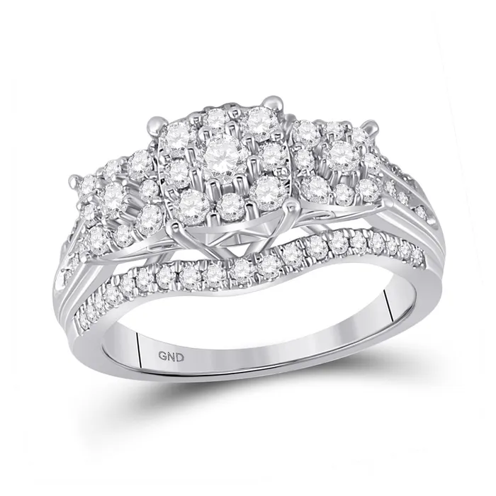 Rings Gold Cluster 3stone Ring 1 Cttw Round Natural Diamond Womens 517 grams GND Rings Gold Cluster 3stone Ring 1 Cttw Round Natural Diamond Womens 517 grams GND