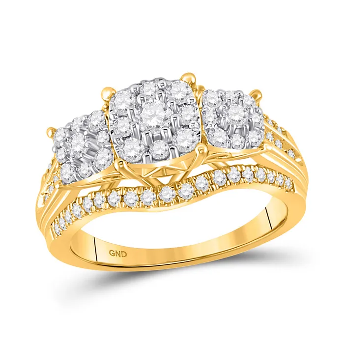 Rings Gold Cluster 3stone Ring 1 Cttw Round Natural Diamond Womens 517 grams GND Rings Gold Cluster 3stone Ring 1 Cttw Round Natural Diamond Womens 517 grams GND