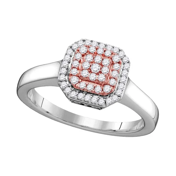 Rings Gold Square Cluster Ring 14 Cttw Round Pink Diamond Womens 567 grams GND Rings Gold Square Cluster Ring 14 Cttw Round Pink Diamond Womens 567 grams GND
