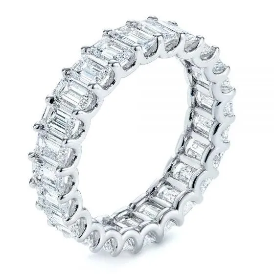 Rings Monaco Jewelers 18K White Gold Emerald Cut Diamond Eternity Band Engagement Ring Rings Monaco Jewelers 18K White Gold Emerald Cut Diamond Eternity Band Engagement Ring