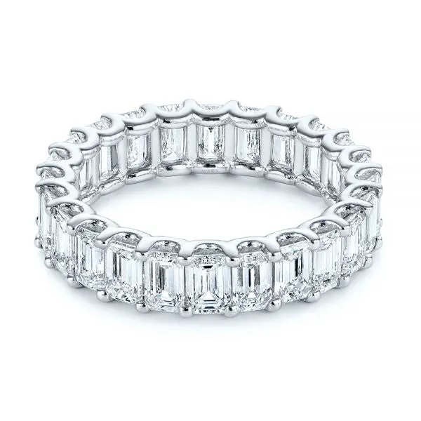 Rings Monaco Jewelers 18K White Gold Emerald Cut Diamond Eternity Band Engagement Ring