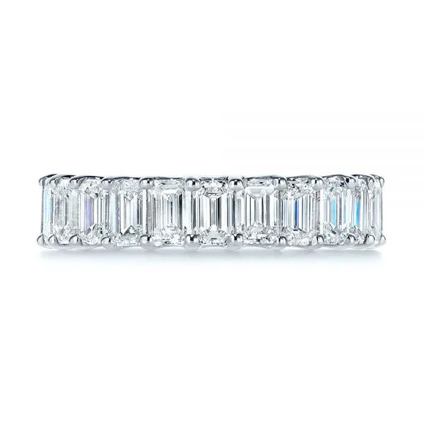 Rings Monaco Jewelers 18K White Gold Emerald Cut Diamond Eternity Band Engagement Ring
