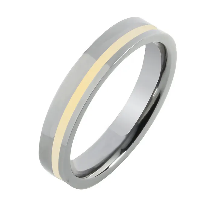 Rings Nakoa Jeweler Tantalum with 14K Yellow Gold Inlaid Wedding Ring Flat 4mm Rings Nakoa Jeweler Tantalum with 14K Yellow Gold Inlaid Wedding Ring Flat 4mm