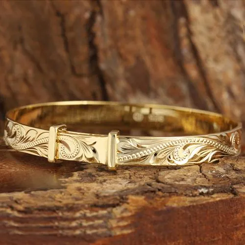Rings Nakoa Yellow Gold Plated Sterling Silver Handcrafted Scroll Baby Bangle Rings Nakoa Yellow Gold Plated Sterling Silver Handcrafted Scroll Baby Bangle