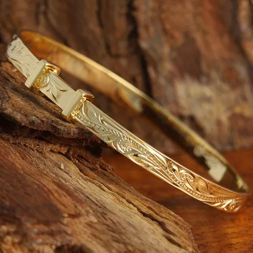 Rings Nakoa Yellow Gold Plated Sterling Silver Handcrafted Scroll Baby Bangle Rings Nakoa Yellow Gold Plated Sterling Silver Handcrafted Scroll Baby Bangle