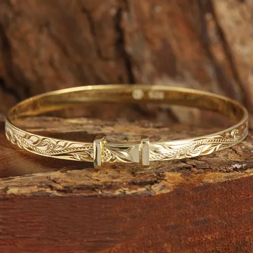 Rings Nakoa Yellow Gold Plated Sterling Silver Handcrafted Scroll Baby Bangle Rings Nakoa Yellow Gold Plated Sterling Silver Handcrafted Scroll Baby Bangle