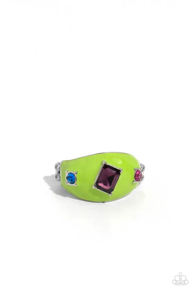 Rings Paparazzi Accessories Blinding Behavior Green Painted Colorful Gem Ring Paparazzi Rings Paparazzi Accessories Blinding Behavior Green Painted Colorful Gem Ring Paparazzi