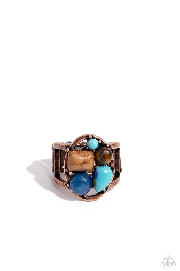 Rings Paparazzi Accessories Crafted Collection Copper Turquoise Tigers Eye Brown Stone Ring 2023 Convention Exclusive Paparazzi Rings Paparazzi Accessories Crafted Collection Copper Turquoise Tigers Eye Brown Stone Ring 2023 Convention Exclusive Paparazzi