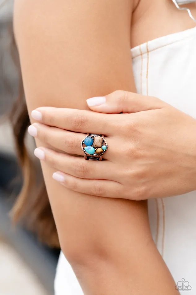 Rings Paparazzi Accessories Crafted Collection Copper Turquoise Tigers Eye Brown Stone Ring 2023 Convention Exclusive Paparazzi