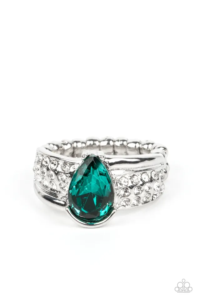 Rings Paparazzi Accessories Dive into Oblivion Green Gem White Rhinestone Silver Ring Paparazzi Rings Paparazzi Accessories Dive into Oblivion Green Gem White Rhinestone Silver Ring Paparazzi