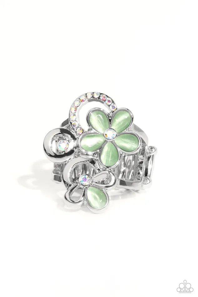 Rings Paparazzi Accessories Fairy Circle Green Cats Eye Iridescent Rhinestone Silver Ring Paparazzi Rings Paparazzi Accessories Fairy Circle Green Cats Eye Iridescent Rhinestone Silver Ring Paparazzi