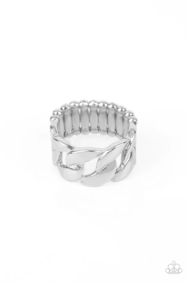 Rings Paparazzi Accessories Industrial Insider Silver Link Ring Paparazzi