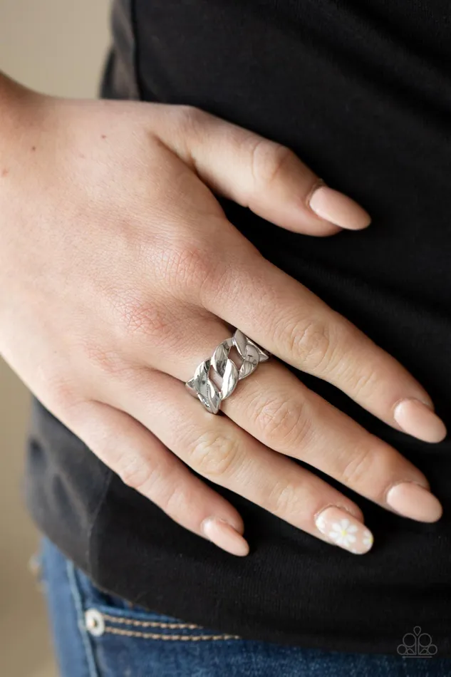Rings Paparazzi Accessories Industrial Insider Silver Link Ring Paparazzi