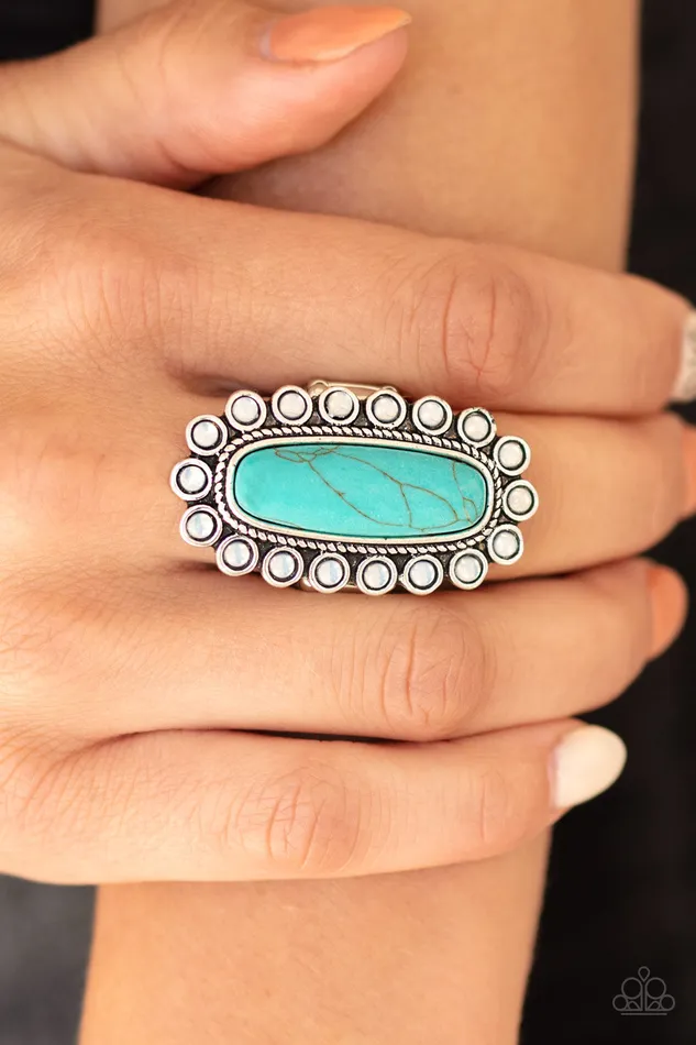 Rings Paparazzi Accessories Mystic Oasis Blue Turquoise Stone Silver Ring Paparazzi