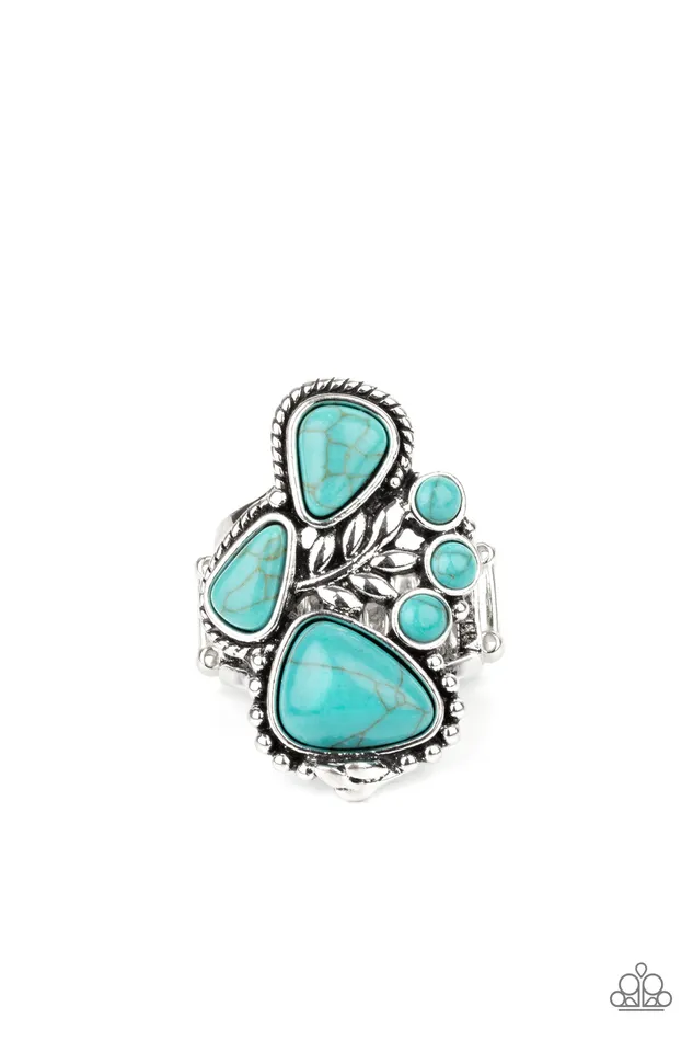 Rings Paparazzi Accessories Mystical Mesa Blue Turquoise Silver Ring Paparazzi