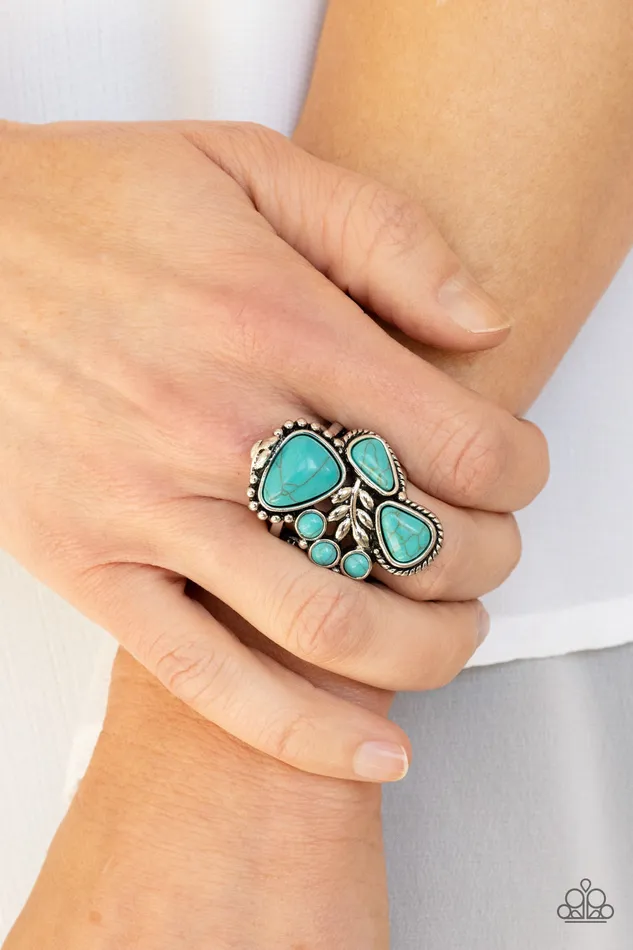 Rings Paparazzi Accessories Mystical Mesa Blue Turquoise Silver Ring Paparazzi