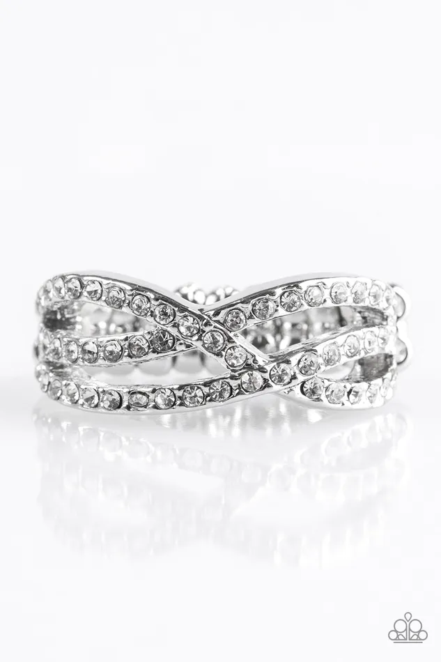 Rings Paparazzi Accessories Paparazzi Cache Advance White Rhinestone Silver Ribbon Ring Rings Paparazzi Accessories Paparazzi Cache Advance White Rhinestone Silver Ribbon Ring