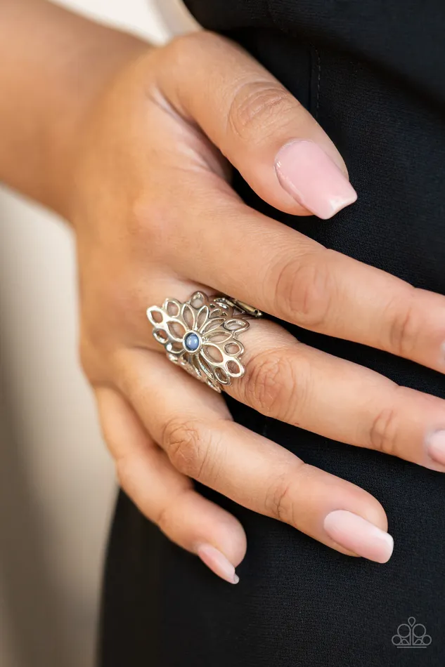 Rings Paparazzi Accessories Perennial Daydream Blue Bead Silver Filigree Ring Paparazzi 2021 Convention Exclusive