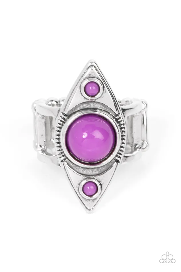 Rings Paparazzi Accessories Pivoting Point Purple Bead Silver Ring Paparazzi