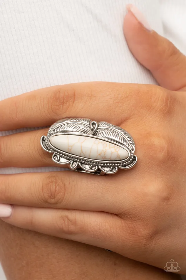 Rings Paparazzi Accessories Rural Resort White Stone Silver Ring Paparazzi