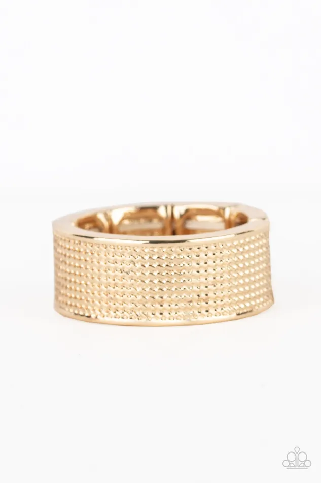 Rings Paparazzi Accessories Uppercut Gold Textured Mens Ring Paparazzi