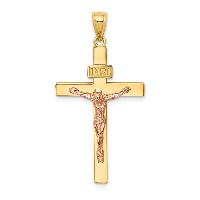 Rings Qgold 14k Twotone 19 mm Twotone INRI Jesus Crucifix Pendant 217 grams Rings Qgold 14k Twotone 19 mm Twotone INRI Jesus Crucifix Pendant 217 grams