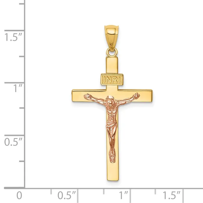 Rings Qgold 14k Twotone 19 mm Twotone INRI Jesus Crucifix Pendant 217 grams Rings Qgold 14k Twotone 19 mm Twotone INRI Jesus Crucifix Pendant 217 grams