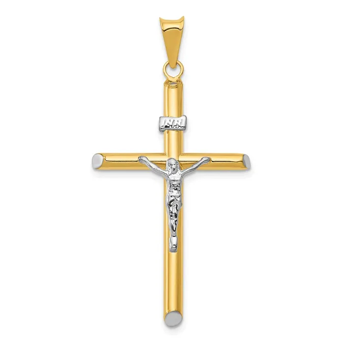 Rings Qgold 14k Twotone 24 mm Inri Crucifix Pendant 163 grams