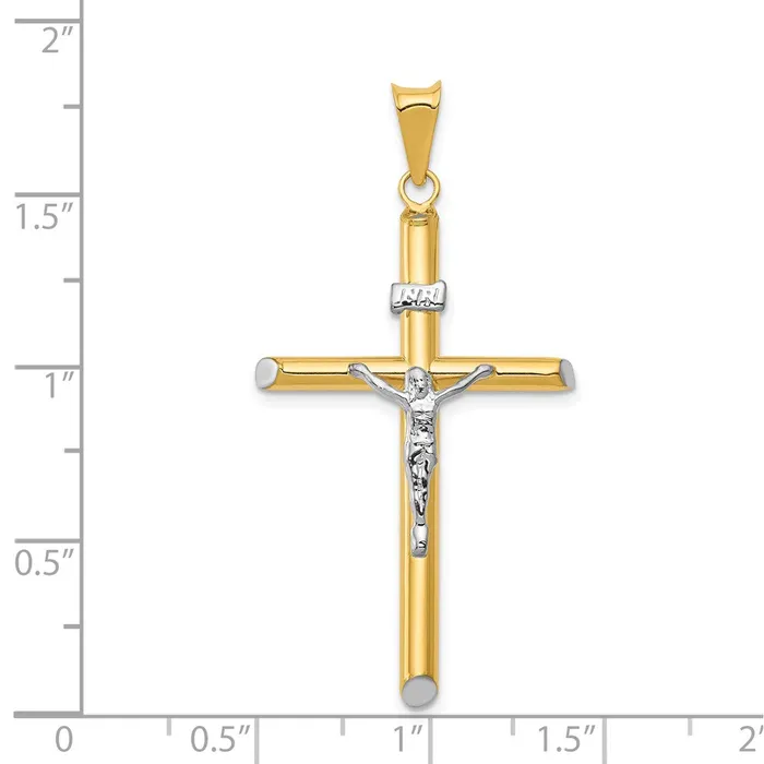 Rings Qgold 14k Twotone 24 mm Inri Crucifix Pendant 163 grams Rings Qgold 14k Twotone 24 mm Inri Crucifix Pendant 163 grams