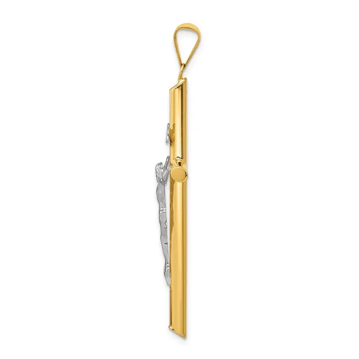 Rings Qgold 14k Twotone 28 mm TwoTone Polished Jesus Crucifix Pendant 228 grams Rings Qgold 14k Twotone 28 mm TwoTone Polished Jesus Crucifix Pendant 228 grams