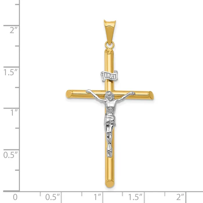 Rings Qgold 14k Twotone 28 mm TwoTone Polished Jesus Crucifix Pendant 228 grams Rings Qgold 14k Twotone 28 mm TwoTone Polished Jesus Crucifix Pendant 228 grams