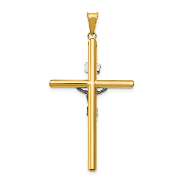 Rings Qgold 14k Twotone 28 mm TwoTone Polished Jesus Crucifix Pendant 228 grams Rings Qgold 14k Twotone 28 mm TwoTone Polished Jesus Crucifix Pendant 228 grams