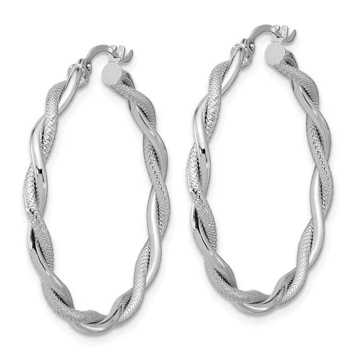 Rings Qgold 14k White Gold 33 mm Polished Diamondcut Twisted Hoops 401 grams Rings Qgold 14k White Gold 33 mm Polished Diamondcut Twisted Hoops 401 grams