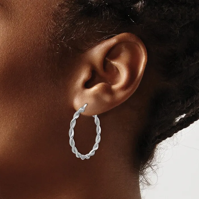 Rings Qgold 14k White Gold 33 mm Polished Diamondcut Twisted Hoops 401 grams Rings Qgold 14k White Gold 33 mm Polished Diamondcut Twisted Hoops 401 grams