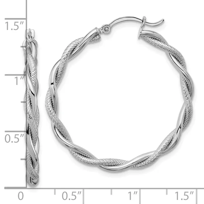 Rings Qgold 14k White Gold 33 mm Polished Diamondcut Twisted Hoops 401 grams Rings Qgold 14k White Gold 33 mm Polished Diamondcut Twisted Hoops 401 grams