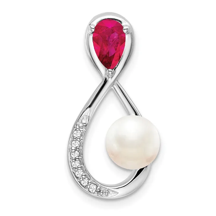 Rings Qgold 14k White Gold RubyFWC PearlDiamond Infinity Chain Slide 235 grams Rings Qgold 14k White Gold RubyFWC PearlDiamond Infinity Chain Slide 235 grams