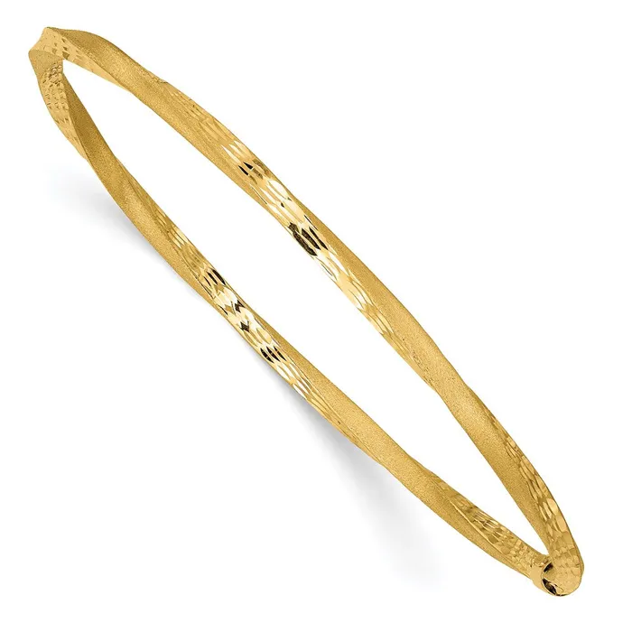 Rings Qgold 14k Yellow Gold 3 mm Satin Finish Diamondcut Twist Slipon Bangle 352 grams Rings Qgold 14k Yellow Gold 3 mm Satin Finish Diamondcut Twist Slipon Bangle 352 grams
