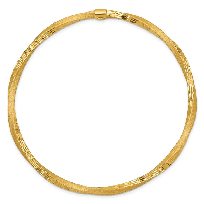 Rings Qgold 14k Yellow Gold 3 mm Satin Finish Diamondcut Twist Slipon Bangle 352 grams Rings Qgold 14k Yellow Gold 3 mm Satin Finish Diamondcut Twist Slipon Bangle 352 grams