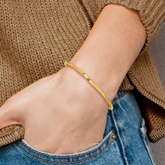 Rings Qgold 14k Yellow Gold 3 mm Satin Finish Diamondcut Twist Slipon Bangle 352 grams Rings Qgold 14k Yellow Gold 3 mm Satin Finish Diamondcut Twist Slipon Bangle 352 grams