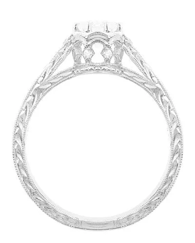 Rings Royal Crown 12 Carat Antique Style Engraved Engagement Ring in Platinum Antique Jewelry Mall Rings Royal Crown 12 Carat Antique Style Engraved Engagement Ring in Platinum Antique Jewelry Mall